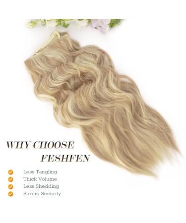Feshfen Secrets Invisible Hair Extensions - Long Corrugated Synthetic Hair for Women | Dark Golden Mix 50 cm - Buy Online on GoSupps.com
