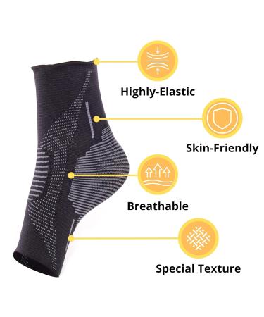 Ikido Ankle Compression Sleeve - Unisex Ankle Support Brace & Plantar Fasciitis Foot Sock for Sports Gym & Work - Size Large - Buy Online on GoSupps.com