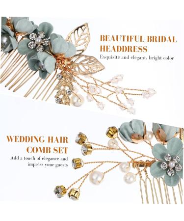 2 Set Hairpin Rhinestone Headpiece Wedding Hair Clips for Brides Blue Hair Accessories Bridal Hair Clip Pearl Wedding Hair Accessories Hair Pins Wedding Dress Zinc Alloy Miss Fork - Buy Online on GoSupps.com
