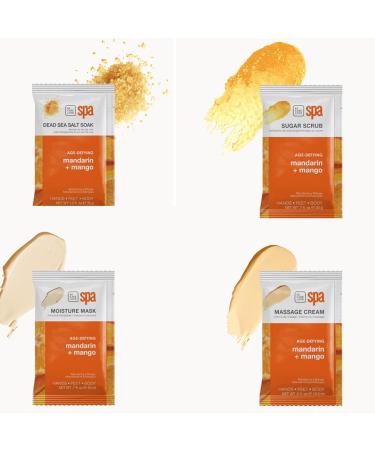 BCL Spa Mandarin + Mango Professional Pedicure Kit Foot Spa Set Exfoliate, Hydrate & Refresh Skin | Dead Sea Salt Soak, Sugar Scrub, Moisture Mask & Massage Cream | Professional & Home Uses Mandarin & Mango 4-in-1 - Buy Online on GoSupps.com