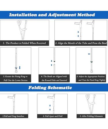 UZIAH Folding Forearm Crutches Crutches for Adults Adjustable Arm Crutches for Walking Silver - Buy Online on GoSupps.com