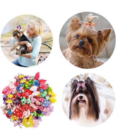 50 Dog Hair Accessories - Pet Hair Clips & Bows for Small Dogs Cats & Puppies - Random Colors - Buy Online on GoSupps.com