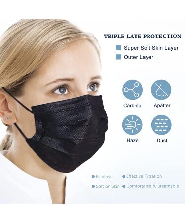100 Pack Disposable Black Face Masks - Comfortable Ear Loops & Breathable Design - Buy Online on GoSupps.com
