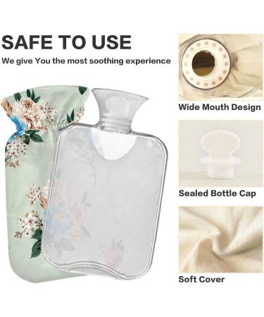 NAANLE Hot Water Bottle with Cover - Blue Pink Floral 1L for Back Pain Relief Hand & Foot Warmer Neck Heat & Cold Therapy - Buy Online on GoSupps.com