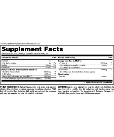 Universal Nutrition Animal Pump Pro Non-Stim Pre-Workout - Strawberry Lemonade (15.5 oz) | Boost Energy & Performance - Buy Online on GoSupps.com