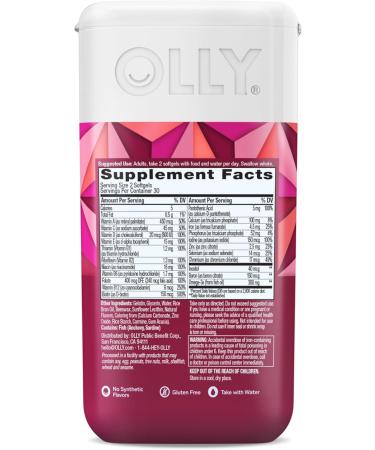 OLLY Ultra Women's Multi Softgels Overall Health and Immune Support Omega-3s Iron Vitamins A D C E B12 Daily Multivitamin 30 Day Supply - 60 Count 60 Count (Pack of 1) - Buy Online on GoSupps.com