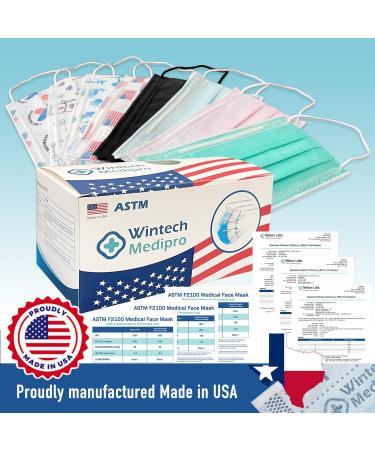 Wintech Medipro ASTM Level 3 3-Ply Disposable Face Masks 50PCS/BOX - Made in USA, PFE 99%, Breathe Easy & Comfortable (Blue) - Buy Online on GoSupps.com