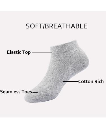 EPEIUS Kids Low Cut Socks 6 Pack - Seamless No Show Socks for Girls/Boys in Small Black/White/Grey - Buy Online on GoSupps.com