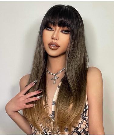 Maeau Women's Real Hair Wig - Long Brown & Blonde Ombre Bob for Daily Cosplay & Parties | Natural Smooth Style 4-Unit Size - Buy Online on GoSupps.com