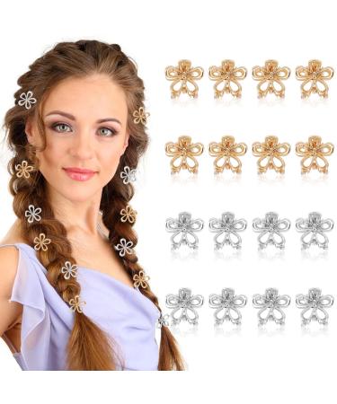 Ouligay 16 pieces Mini flower hair clip mini flower hair clip clips small flower-hair clips flower hair accessories flower for women girl photo wedding party birthday party