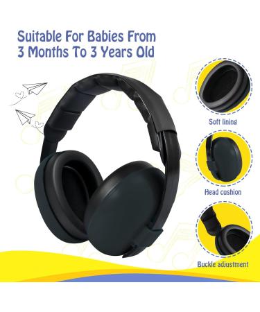 GUKOY Baby Ear Protection Headphones for Ages 0-3 | Noise Cancelling & Reduction Earmuffs for Infant Hearing | Black - Buy Online on GoSupps.com