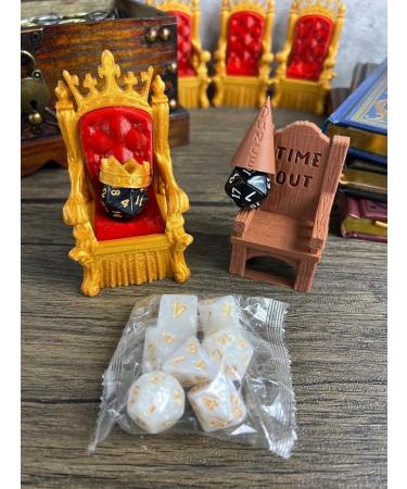 MunnyGrubbers Dice Jail with Time Out Chair, Dunce Hat, Crit Crown & Lucky Throne - Gift for Dungeons and Dragons (DND & D&D) - Includes Random 7PC D20 Dice Set - Combo 1 - Buy Online on GoSupps.com