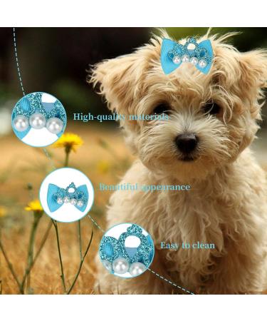 Dog Hair Bows with Rubber Bands 20 Pcs Cute Crown Pearl Bow Dog Hair Bands Hair Rope Pet Hair Accessories Grooming Products for Puppies Cats Small Animals - Buy Online on GoSupps.com
