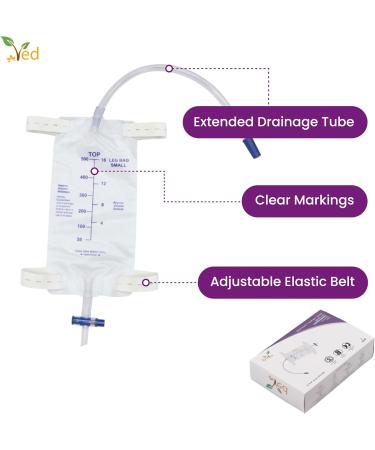 Buy Ved Urine PVC Leg Bag (500 ml Pack of 5) - T Valve Two Straps Natural Leg-Shape Design | International Shipping Available - Buy Online on GoSupps.com