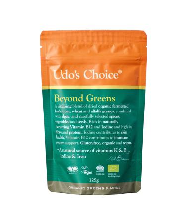 Udo's Choice Beyond Greens - Vegan Super Greens Powder with Barley Oats and Wheat - Rich in Antioxidants - Use in Smoothies or Baked Goods - 16 Servings - 125g 125 g (Pack of 1)