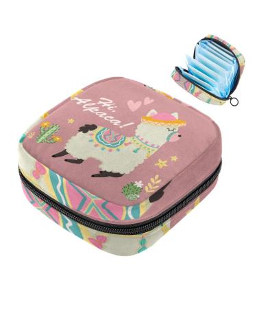 Portable women's binding-up bags menstrual cup bags for female menstrual performances bag for teenage girls tampons for the first period Hi Alpaka beautiful alpaca and multicolored 02