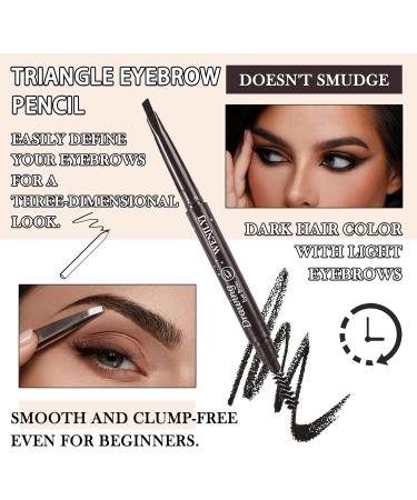 3 Pcs Waterproof Eyebrow Pencil Longwearing Eyebrow Pen Makeup with Brush Smudge Proof Brow Pen Eye Brow Pencils for Women Daily Eye Makeup(Black) - Buy Online on GoSupps.com