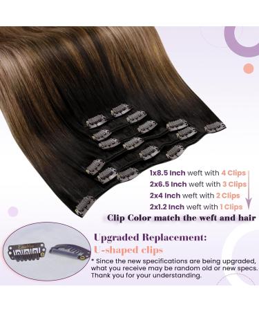 Laavoo Real Hair Clip In Extensions - Brown Balayage Dark Brown Ombre & Ash Blonde 105g 35cm 7pcs Remy Hair Extensions - Buy Online on GoSupps.com