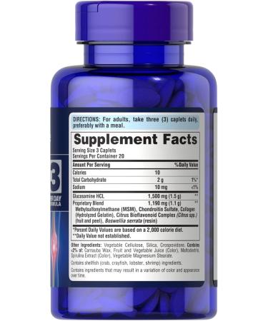 Puritan's Pride Double Strength Glucosamine Chondroitin MSM Joint Soother 60 Cap - Buy Online on GoSupps.com