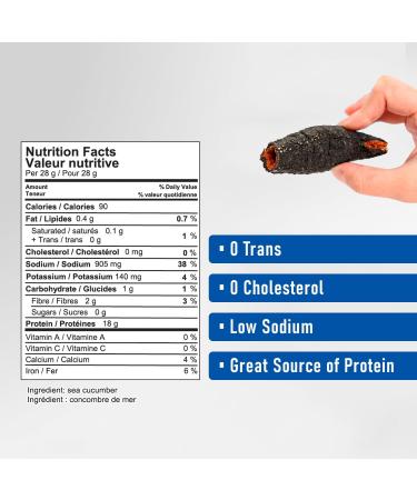 Arctica Food Canadian Dried Wild Sea Cucumber - 0 Trans 0 Cholesterol Low Sodium Great Source of Protein Premium Quality Superfood Value (454g x 5 Packs) - Buy Online on GoSupps.com