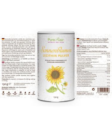 Buy Sunflower Lecithin Powder for Cooking & Baking | Vegan Emulsifier | Pureeraw 190g - Ideal for Healthy Recipes - Buy Online on GoSupps.com