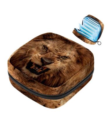Menstruation pad bag with zipper women's napkin bag tampons collective bags for women and girls (King Lion Wildlife)