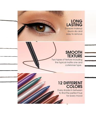  Teksome Gel Liner Pencils Eye Liner Set - Lined for Natural Eyes Waterproof 12 Colors | Professional Gel Pens Makeup Cosmetic Set - Buy Online on GoSupps.com