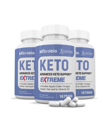 (3 Pack) Microbio Keto ACV Extreme Pills 1675MG Keto Support Blend Capsule Alternative Keto ACV Gummies Formulated Apple Cider Vinegar Extra Virgin Olive Oil Powder Green Tea Leaf 180 Capsules