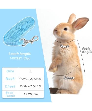 GLAITC Adjustable Rabbit Harness Leash Soft with Lead for Rabbits Guinea Pigs Rope Small Animal Pet Rats Iguana Hamster Ferrets Size L Blue - Buy Online on GoSupps.com