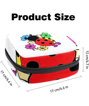 Menstruation Pocket Bag for Women & Girls - Zippered Tampon Organizer with Cartoon Ladybugs & Colorful Flowers | Stylish & Practical - Buy Online on GoSupps.com