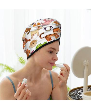 Soft Super Absorbent Animal Cartoon Microfiber Hair Towel Wrap | Quick Dry Cap for Long Curly & Thick Hair - Buy Online on GoSupps.com