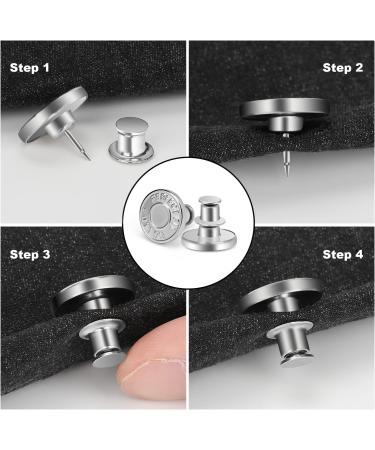 Adjustable Reusable Jean Buttons Set | Metal Pants Button Replacement - 12 Sets | No Sew, No Tools Required | Instantly Tighten Loose Jeans - Buy Online on GoSupps.com
