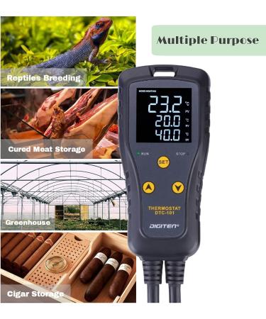 DIGITEN Temperature Controller DTC101 Greenhouse Thermostat Outlet Home Brewing Temperature Controlled Switch 10A Heat Mat Thermostat Aquarium Temperature Controller Heating Cooling Mode - Buy Online on GoSupps.com