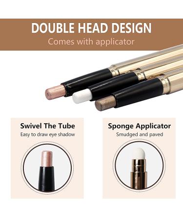 Miioto Eyeshadow Stick Set - 3 PCs Cream Makeup Pens Waterproof Eye Brightener & Smoky Eyeshadow Crayon with Brush - Buy Online on GoSupps.com