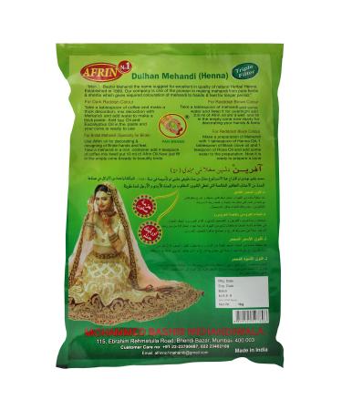 AFRIN Organic Henna Triple Filter Dulhan Mehandi 1 kg - Premium Quality Natural Hair Dye for Bridal Designs - Buy Online on GoSupps.com