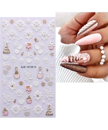 JMEOWIO 3D Embossed Christmas Glitter Nail Art Stickers Decals Self-Adhesive 5D Snowflake Xmas Winter Holiday Gold Nail Supplies Nail Art Design Decoration Accessories 4 Sheets - Buy Online on GoSupps.com