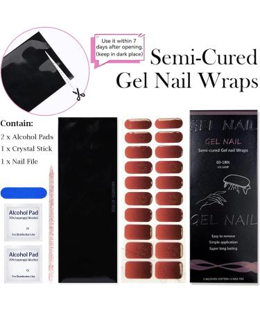 20 Stickers Semi Cured Gel Nail Polish Strips Gel Nail Stickers Nail Wraps Soft Self-Adhesive Gel Nail Stickers Red Glitter Firework Gel Nail Strips - UV/LED Lamp Required Burgundy Firework - Buy Online on GoSupps.com