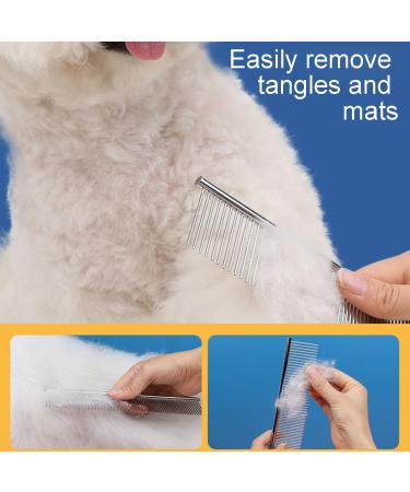 JdXun Pet Comb Set - 2 Stainless Steel Dog & Cat Brushes for Knot Removal | Rounded Teeth Pet Grooming Tools (19 x 3.3cm) - Buy Online on GoSupps.com