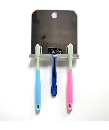 Funerom Fogless Bathroom Shaving Mirror 5.4x5.1 inch with Razor Holder & Anti-Fog Film - Frameless Portable Square Design | Includes 4 Adhesive Hooks - Ideal for Shower - Buy Online on GoSupps.com