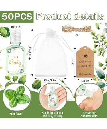 Sage Green Baby Shower Favors - 50 Sets Travel Size Hand Sanitizer with Gift Bags & Thank You Tags - Oh Baby Party Favors - Buy Online on GoSupps.com