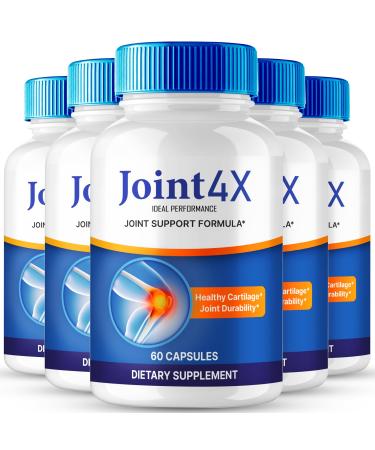 IDEAL PERFORMANCE Joint4X Joint Support Capsules Official Joint-4X Supplement Pills All-Natural Formula to Fortify Bones and Bolster Flexibility - Maximum Strength Joint 4X Pills Reviews (5 Pack)