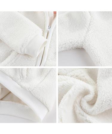 Cartoon Fleece Hooded Jacket for Newborns | Warm Toddler Outwear Coat with Ears | Zipper Up | 0-6 Years | White - Buy Online on GoSupps.com