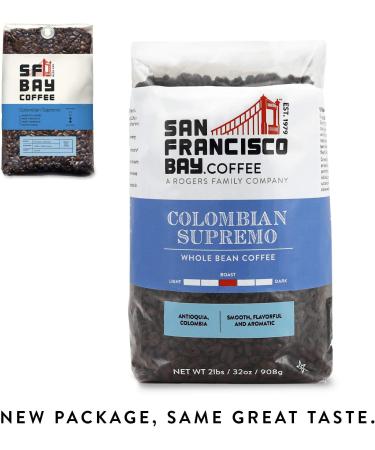 San Francisco Bay Coffee Colombia Supremo Whole Bean 908g & Coffee French Roast Whole Bean 908g - Buy Online on GoSupps.com