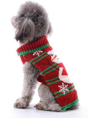 Hrttsy Christmas Dog Sweater | Warm Winter Pullover for Small & Medium Dogs | Striped Snowman Pet Costume - Buy Online on GoSupps.com
