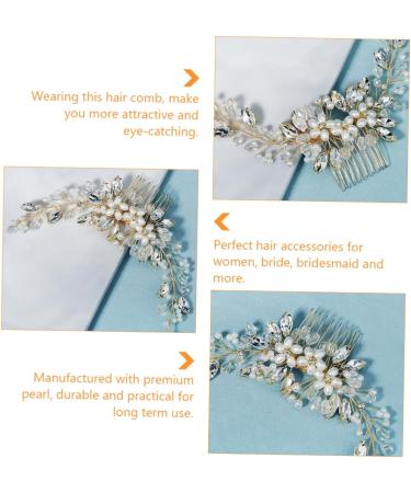 Didiseaon 1pc Pearl Comb Pearl Wedding Comb Gold Hair Ties Bride Hair Comb Bridal Headpiece Crystal Hair Clips Sparking Handmade Comb Barrette Gold Tiara Women's Manual Accessories - Buy Online on GoSupps.com