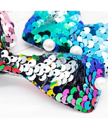 Handmade Hair Clips for Girls | Colorful Rainbow Mermaid Sequins | Large Yellow Hair Accessories - Buy Online on GoSupps.com