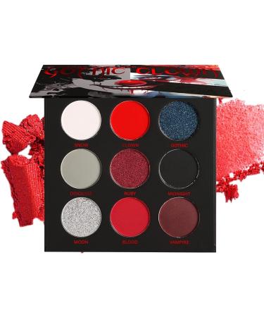  Generisch Halloween Eyeshadow Palette Black and Red Eyeshadow Palette Gothic Makeup 9 Colors Punk Smoky Eyeshadows Highly Pigmented Eyeshadow for Halloween Party - Buy Online on GoSupps.com