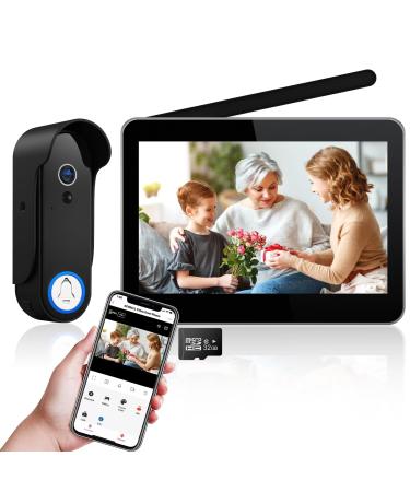 ACEBELL Wireless WiFi Video Doorbell Intercom System 1080P Video Doorbell Camera with Monitor Wireless Video Door Phone with 7''Touch Screen Motion Detection No Monthly Fees Support Tuya APP Touch screen with WiFi(T