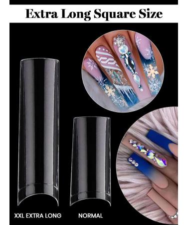 Ebanku 500 Pieces Extra Long Clear Nail Tips - C-Curve Free 10 Sizes with Case & 4 Nail Art Tools for Women & Girls - Perfect for Nail Studios - Buy Online on GoSupps.com