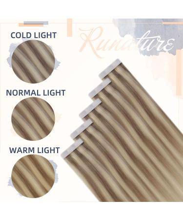 RUNATURE Blonde Balayage Ombre Human Hair Tape in Extensions - Straight 12 Inch 30g #18/22/60 - Buy Online on GoSupps.com